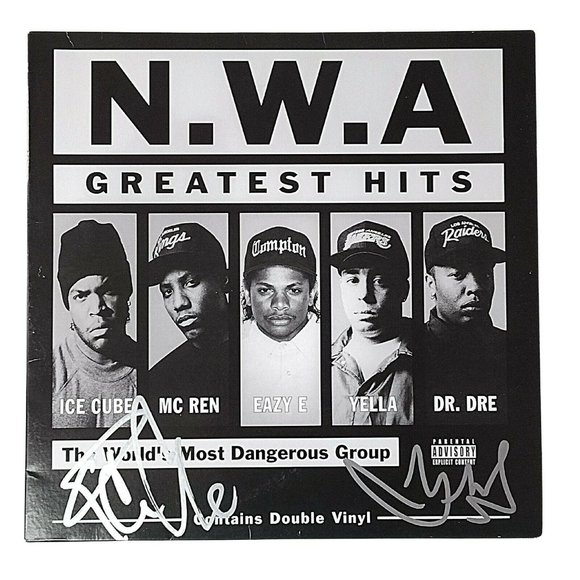 Ice Cube DJ Yella Signed NWA Greatest Hits Vinyl Record Album Beckett Autograph - Picture 6 of 14